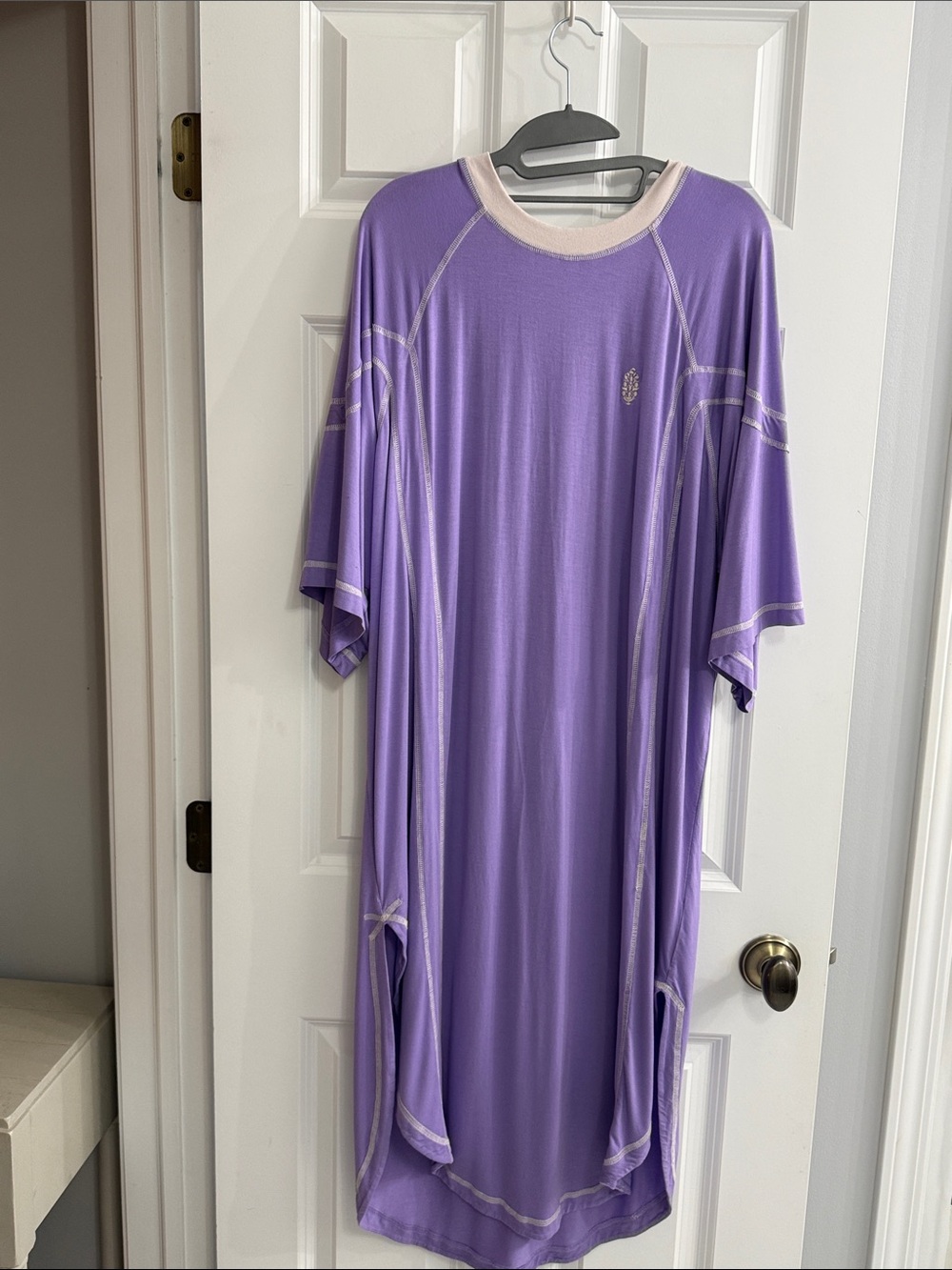 Free People Lavender Short-Sleeve Dress with Cream Trim